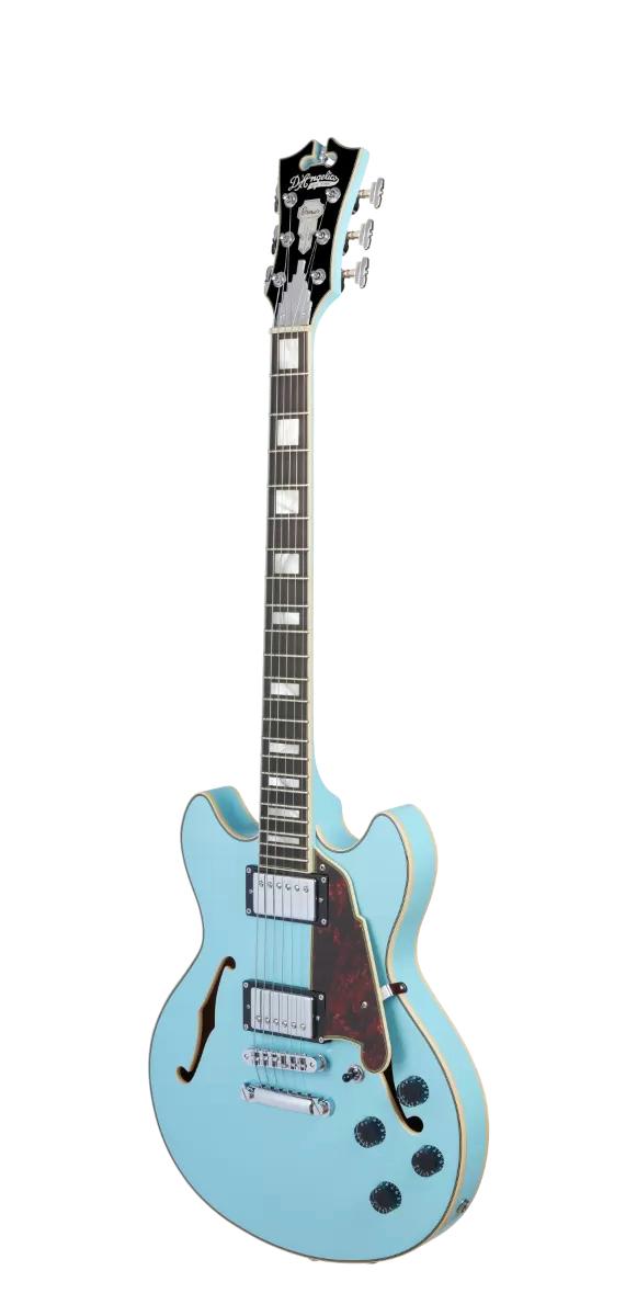 D'Angelico Premier Mini DC Semi-Hollow Electric Guitar in Sky Blue
